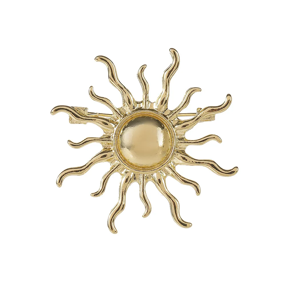 Fashion Sun Mental Retro Women Brooch Pin Sunflower Accessories Jewelry For Lady Gold Color Brooches Pins Vintage Clothing Gift