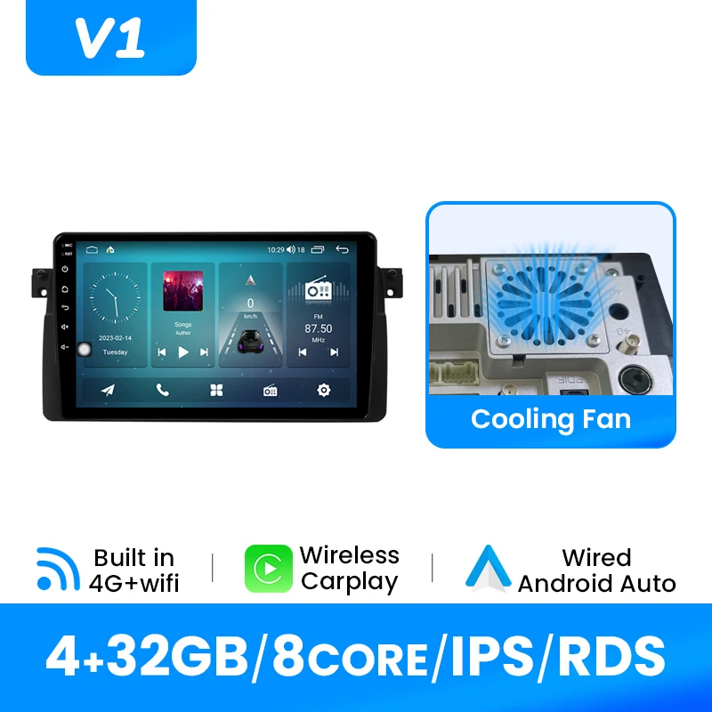 Draadloze Carplay Android 14 Autoradio Speler Voor BMW E46 M3 318/320/325/330/335 GPS Navigatie IPS Multimedia DSP 4G Wifi RDS