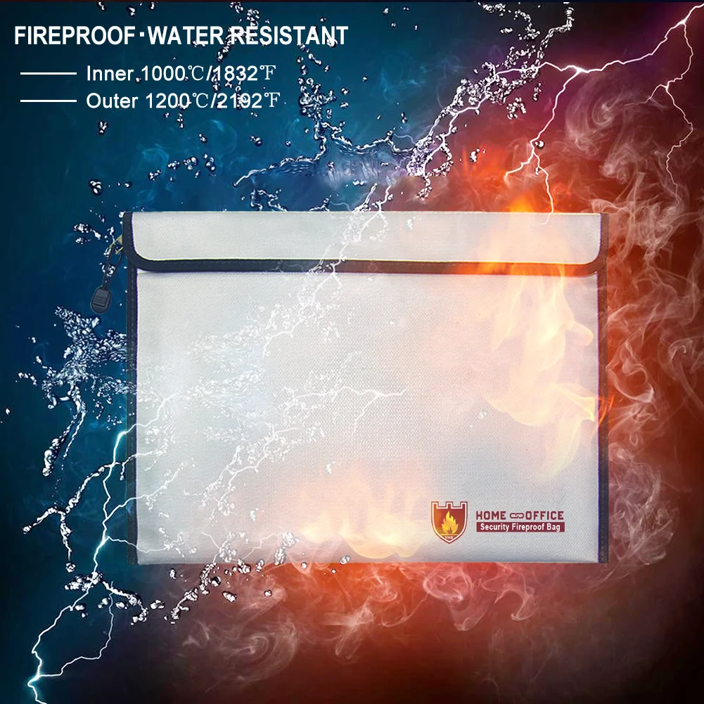 Fireproof Waterproof Document Organizer Bag Zippered File Bag Storage A4 Important Contract Certificate For Home Business Travel