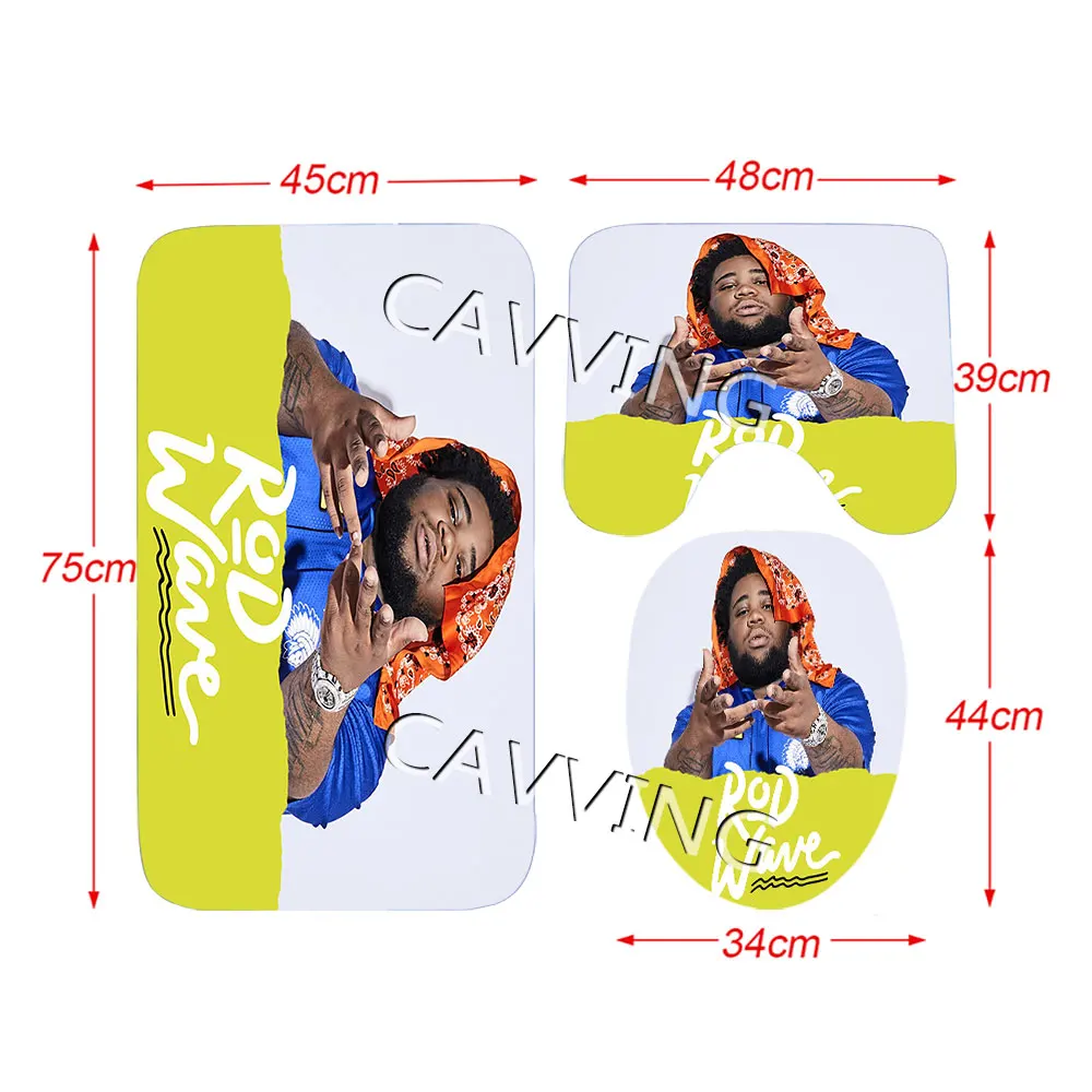 Rod Wave 3D Printed Shower Curtains Waterproof Bathroom Curtain Anti-slip Bath Mat Set Toilet Rugs Carpet Home Decor F03