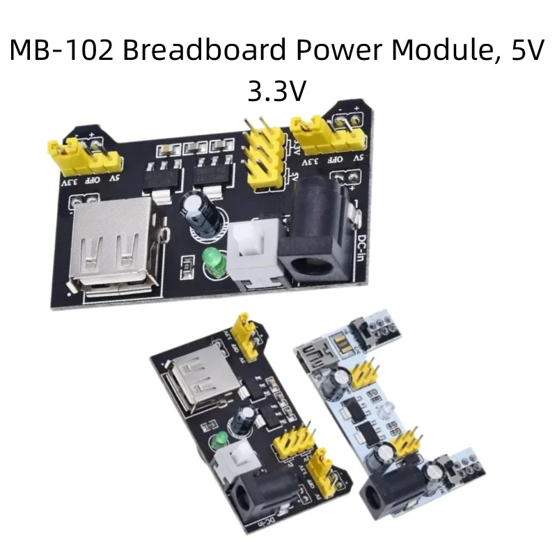 MB-102 Breadboard Power Supply Module 5V 3.3V DC Voltage Regulator Module for Arduino Experimental Breadboard