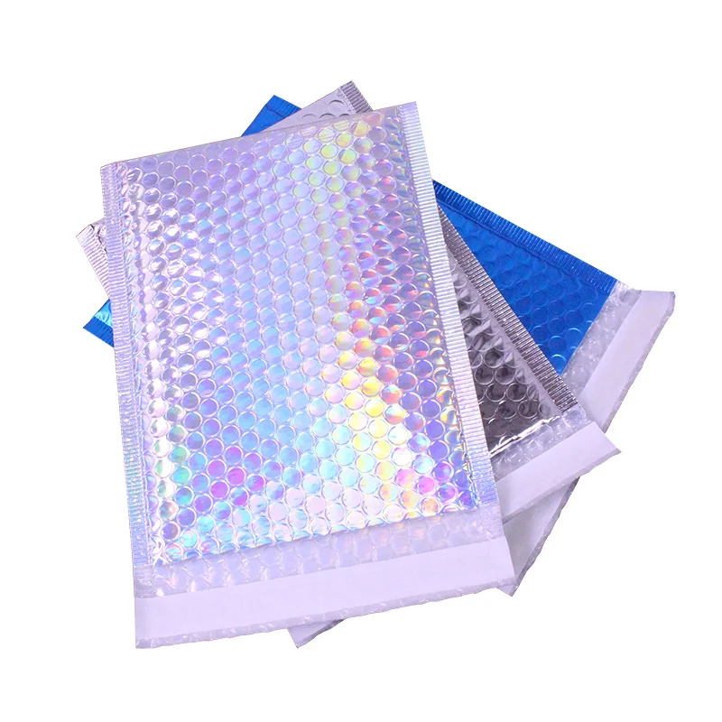 10Pcs/Lot Bubble Mailers Aluminized Bags Laser Envelope Self Seal Postal Gift Packaging Bags Book Shipping Package Colorful Bags