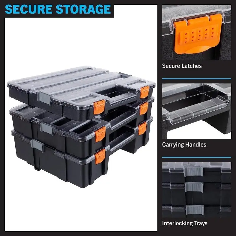 Large Capacity Tool Box Hardware Parts Toolbox Plastic Multi Grid Screw Tool Storage box Portable Garage tool Organizer Case