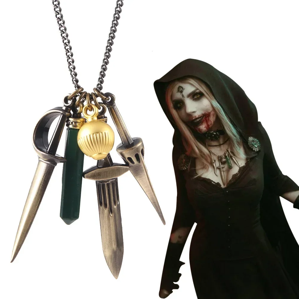 Residents Evils 8 Pendant Necklace Village Lady Dimitrescu's Daughter Daniela Bela Chain Necklaces Fans Cosplay Party Jewelry