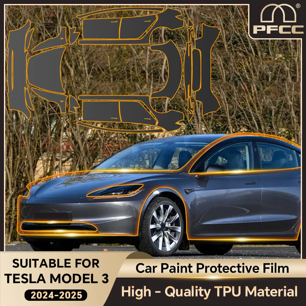 

PPF Paint Protection Film for Tesla Model 3 Highland 2024 8.5thick Pre-Cut Car Clear TPU PPF Kit Transparent Sticker Auto Decal