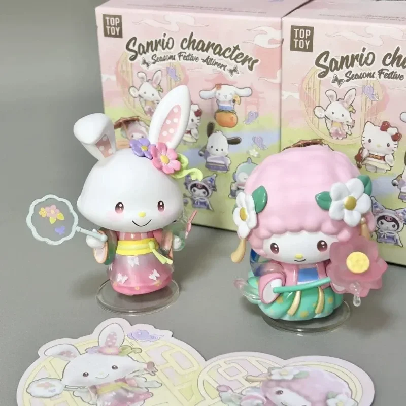 Nowa seria Sanrio Rhyme Flower Dress Mystery Box Figurki Anime Blind Box Dekoracja na Stół Prezent Niespodzianka na Urodziny