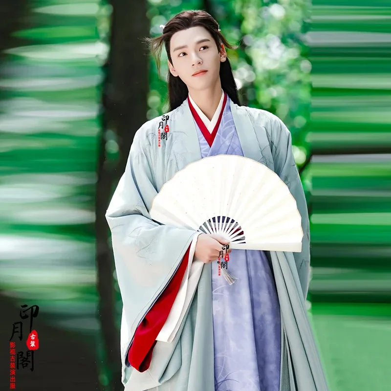 WU01 starożytny drukowanie farbowanie Hanfu chiński tradycyjny okres Weijin odzież oryginalny nieśmiertelny szermierz mężczyźni Cosplay HanfuJk5 *!