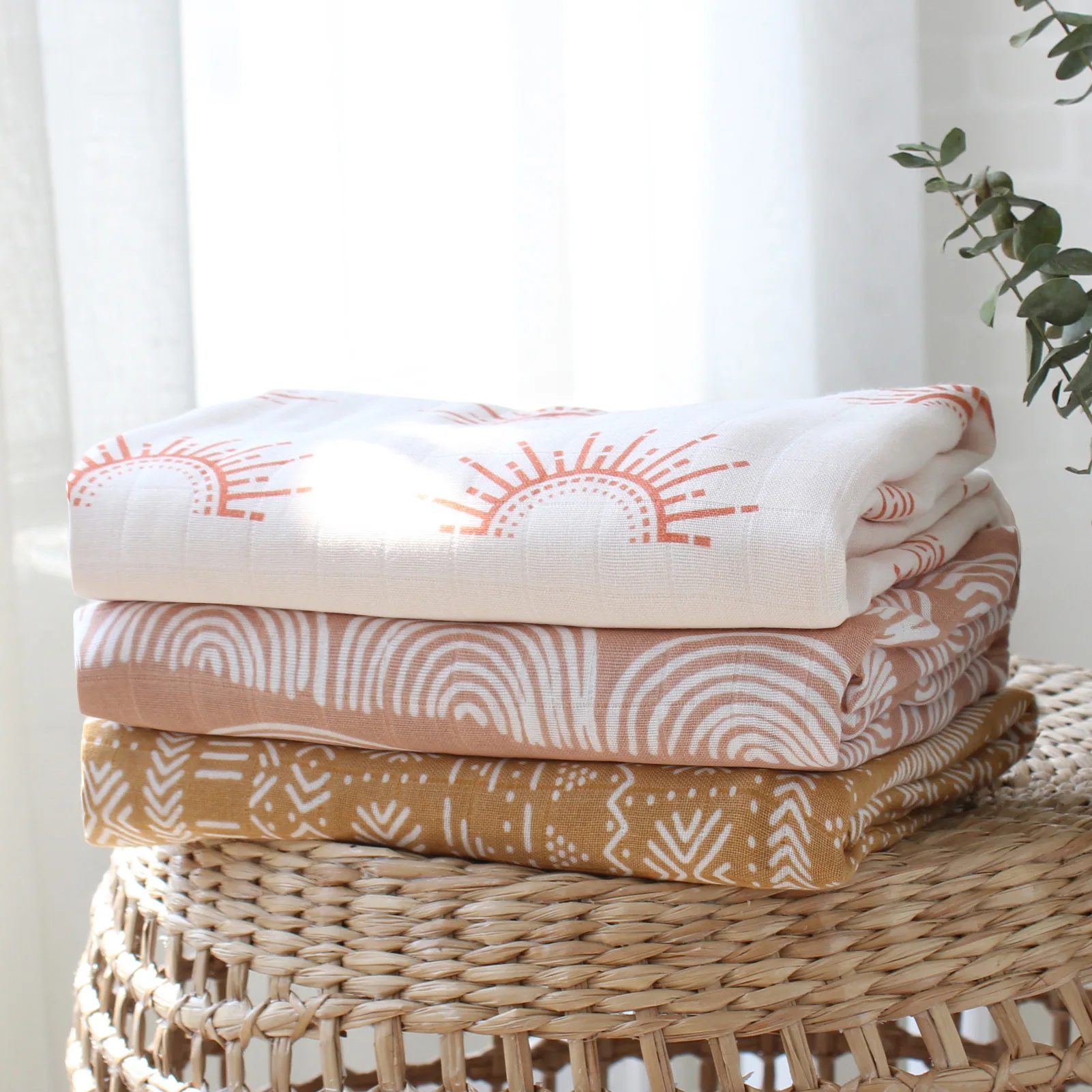 Swaddle Blanket Baby Blankets Newborn Bedding Bamboo Cotton Baby Blanket Muslin Swaddle 120x120cm