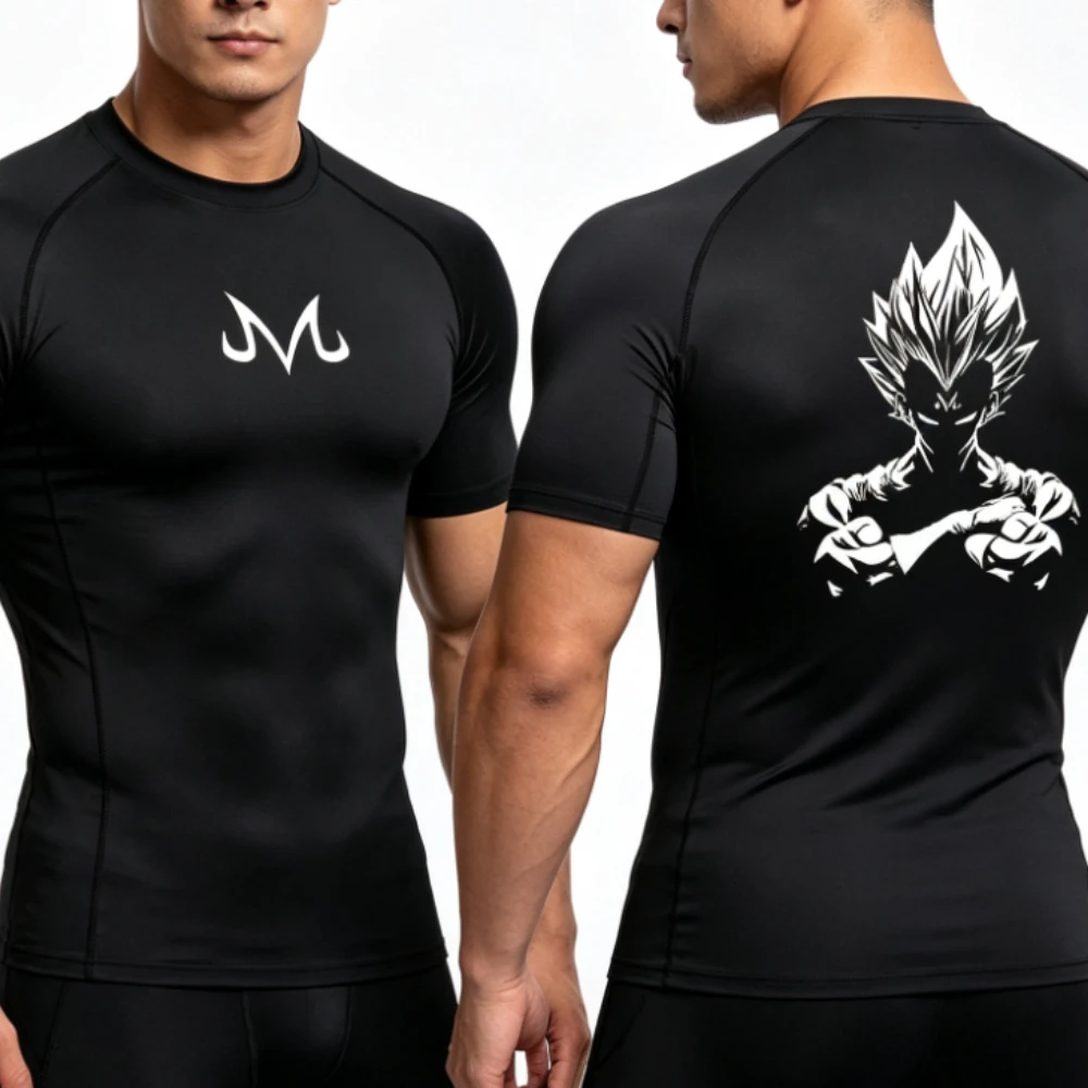 Dragon Ball Z Men T-shirt Majin Vegeta Compression Fitness Gym Quick Dry Sport T Shirt Comfortable Breathable Streetwear