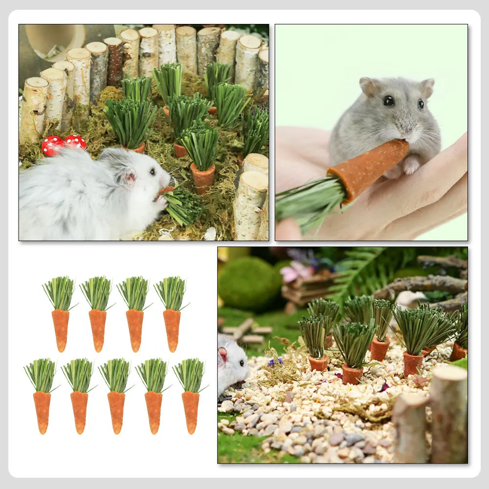 

9Pcs Carrot Chew Sticks for Hamsters Rabbits Guinea Pigs Teeth Cleaning Natural Wood Snacks Small Animal Enrichment Treats