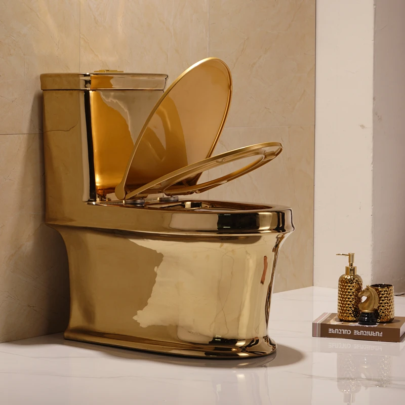 

New gold toilet 4D rotary flush color gold toilet water-saving and odor-resistant gold toilet color local gold toilet