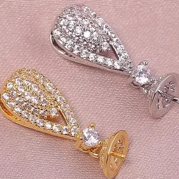 

19 Style Top Drilled Half Hole Eye Pins Beads End Caps Pendant Bails Connector for DIY Jewelry Accessories No Pearl No Chain