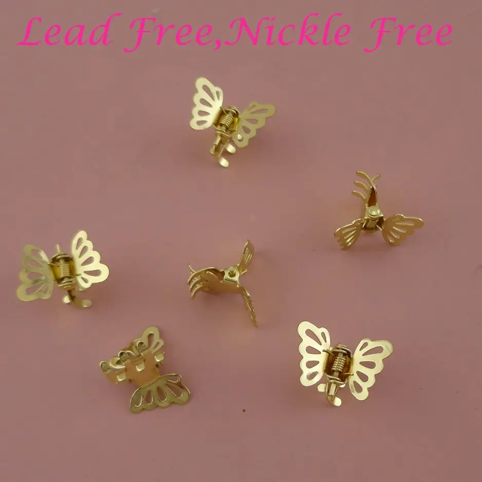 30PCS Golden Thick Filigree Butterfly Metal Hair Claws Clips for Girls Hair accessories Jaw Hair Barrette Lead Free Nickle free