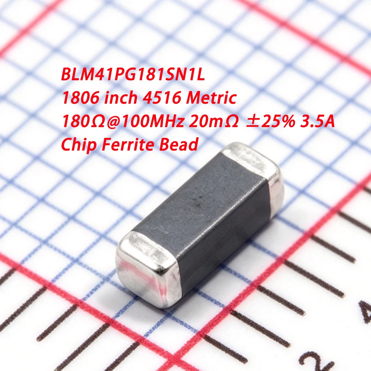 20PCS BLM41PG181SN1L 1806inch 4516Metric 180Ω@100MHz 20mΩ ohms ±25% 3.5A 3500mA 0.02Ωohms NEW Original Genuine Chip Ferrite Bead