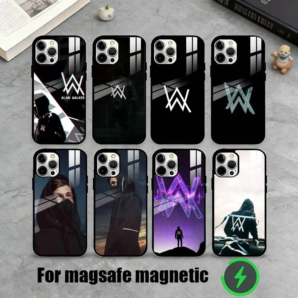 

A-Alan Walker DJ Logo Phone Case For iPhone17,16,15,14,13,12,11 Plus,Pro Magnetic with Magsafe Wireless Charging