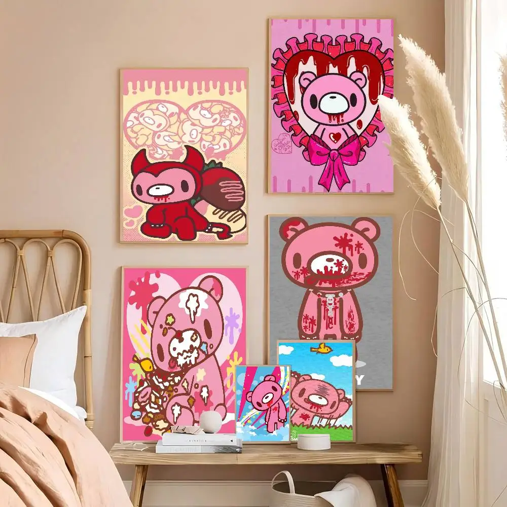 Cartoon G-gloomy Bear Vintage Posters Sticky Retro Kraft Paper Sticker DIY Room Bar Cafe Kawaii Room Decor