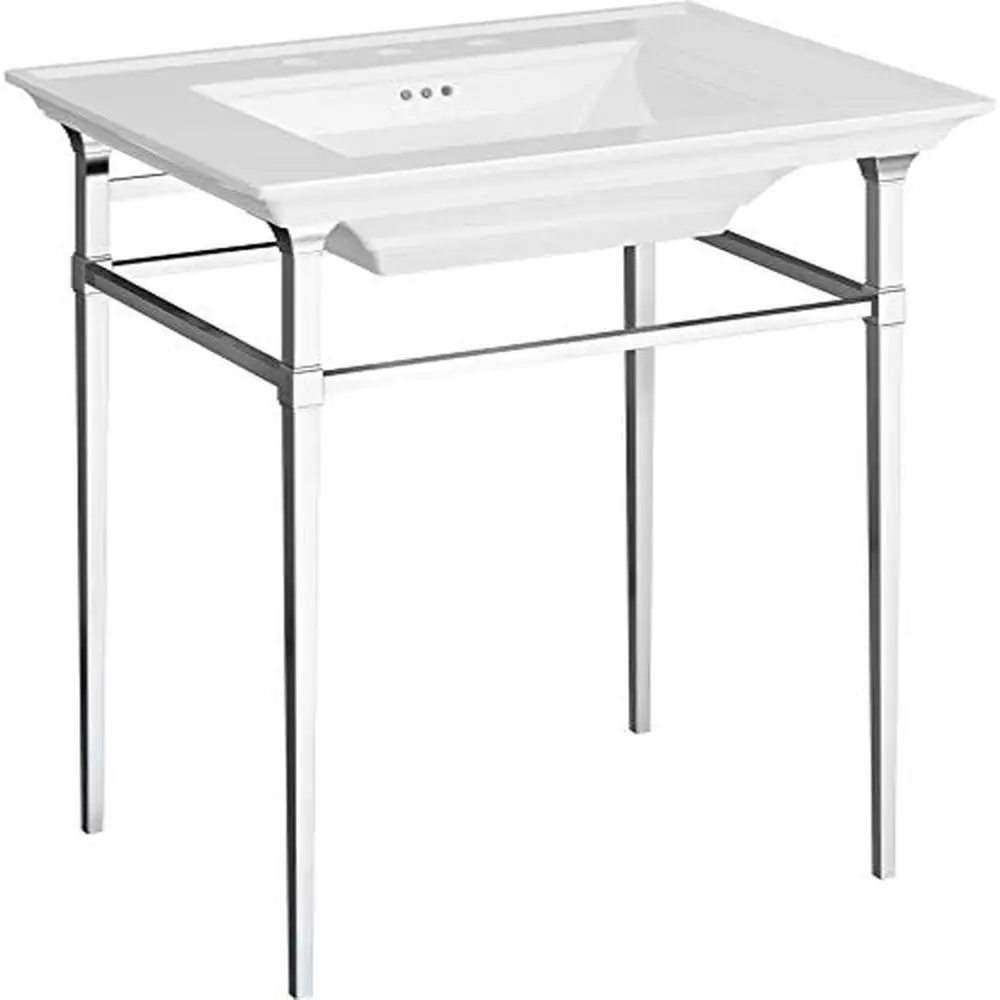 Town Square S Classic Chrome Console Table Metal Finish 22.5Dx30Wx35H Square Shape Elegance Coordinated Bathroom Solution