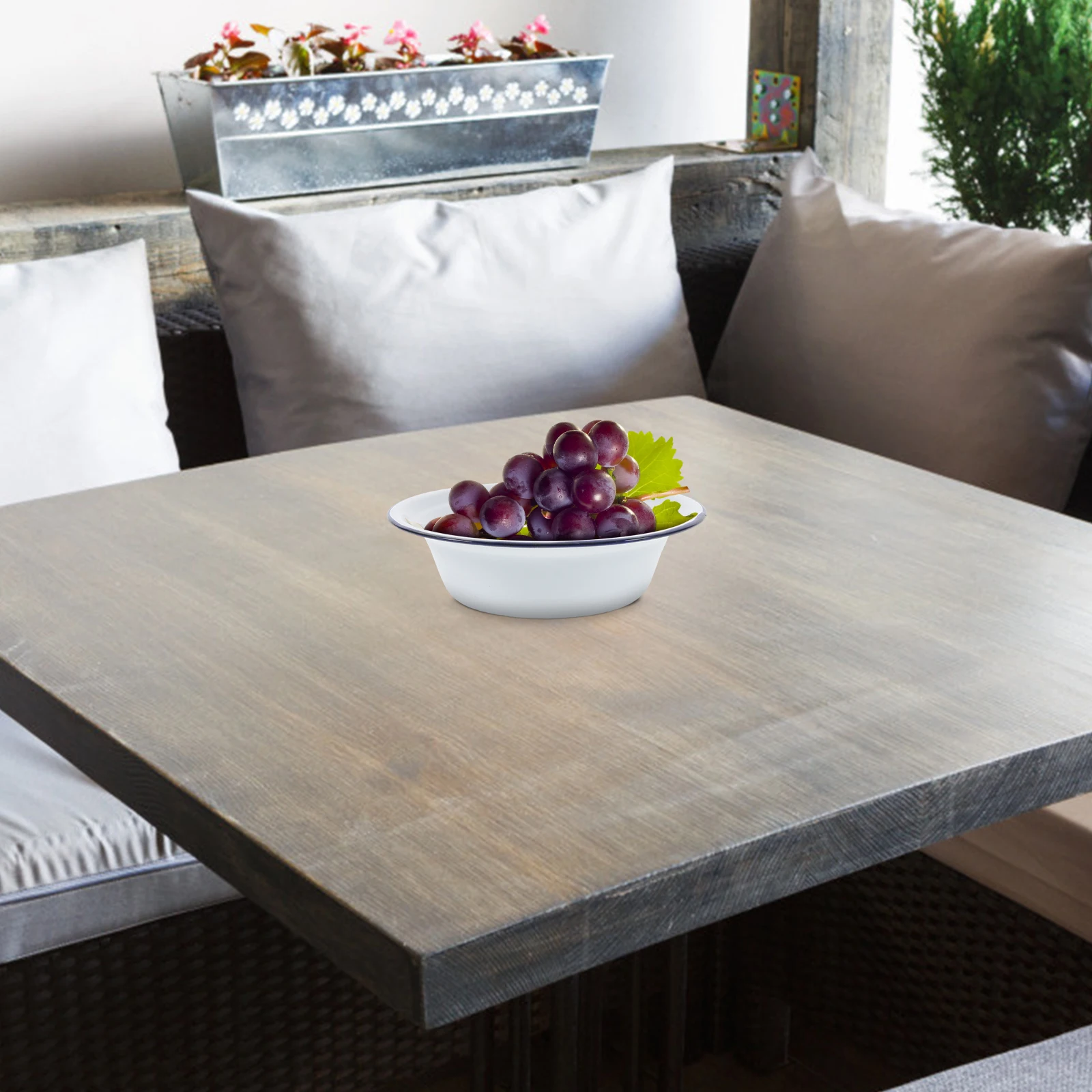 

2Pcs Thickened Enamel Basin Retro Vintage Soup Cake Vegetable Household Kitchenware Multipurpose Large Capacity