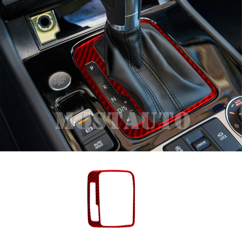 For Volkswagen VW Touareg Soft Carbon Fiber Interior Center Console Gear Shift Box Frame Trim Cover 2011-2018 1pcs （2 Color）