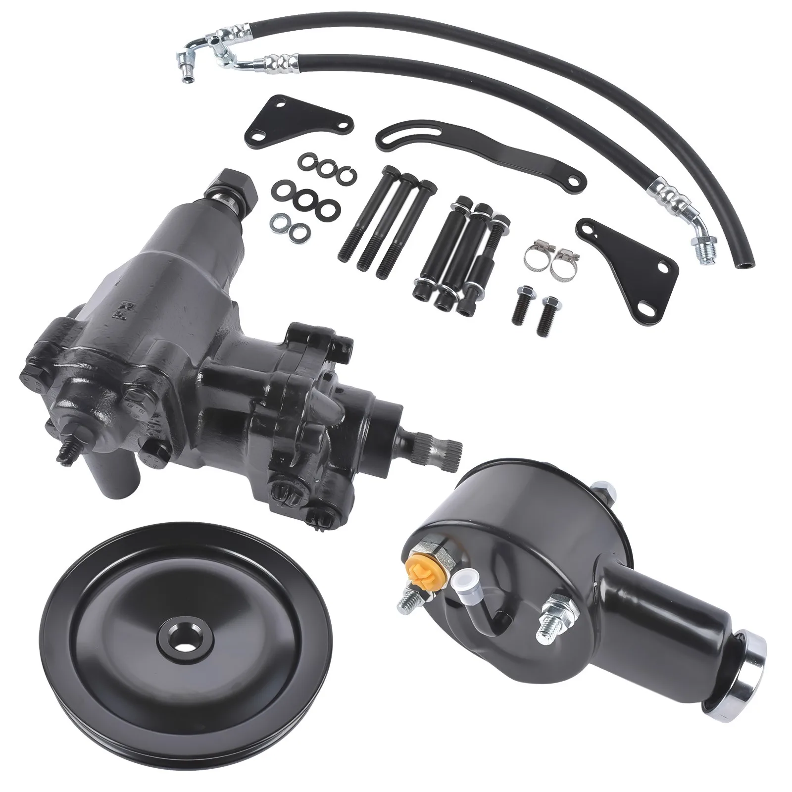 AP02 Power Steering Gear Box Pump Hoses Kit for Chevy Impala Bel Air Biscayne 1958-1964 GH5864 3913BK 9609BK