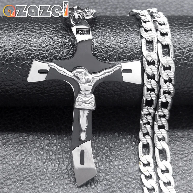 

Big Cross INRI Crucifix Jesus Pendant Necklace Men Women Stainless Steel Silver Cold Color Christian Necklaces Jewelry NXXXXS05