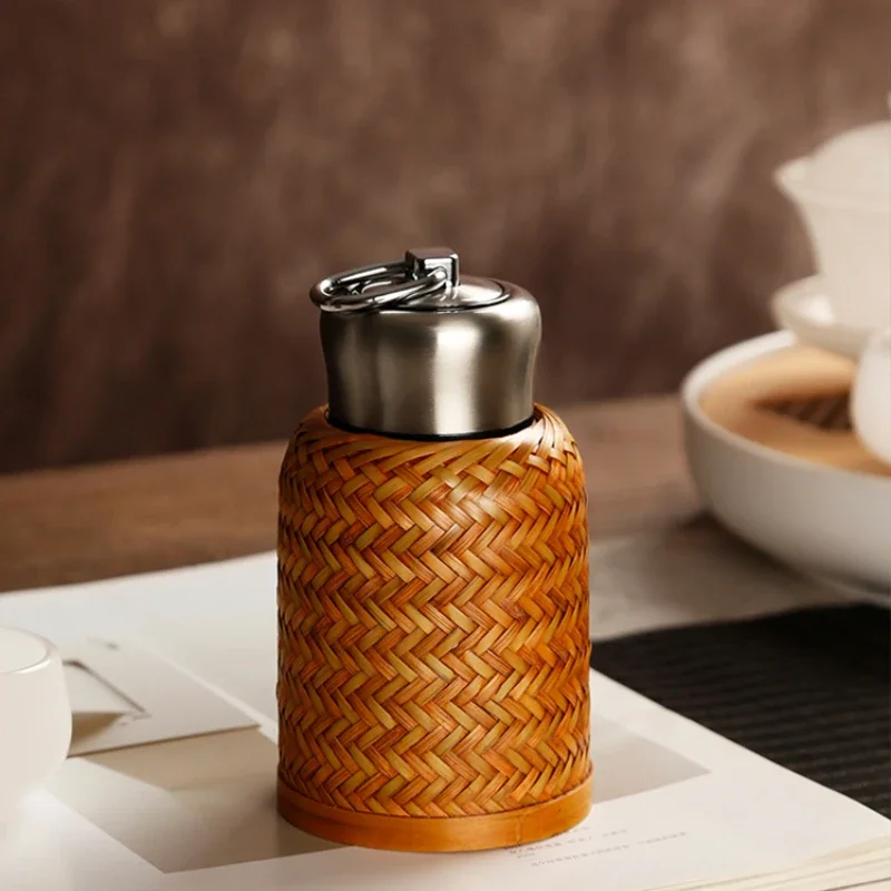 

Bamboo Woven Water Heat Preservation Kettle High-End Travel Portable Vintage Small Thermo Tea Cup