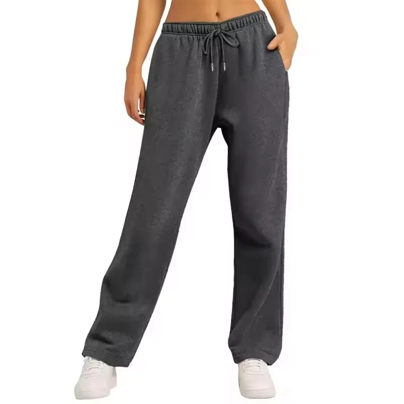 Herbst-Winter Damen Hoodie-Anzug + Weite Hose Zweiteiliges Set Frei Kombinierbar Langarm-Trainingsanzug mit Känguru-Tasche Damenanzug – Detail 14