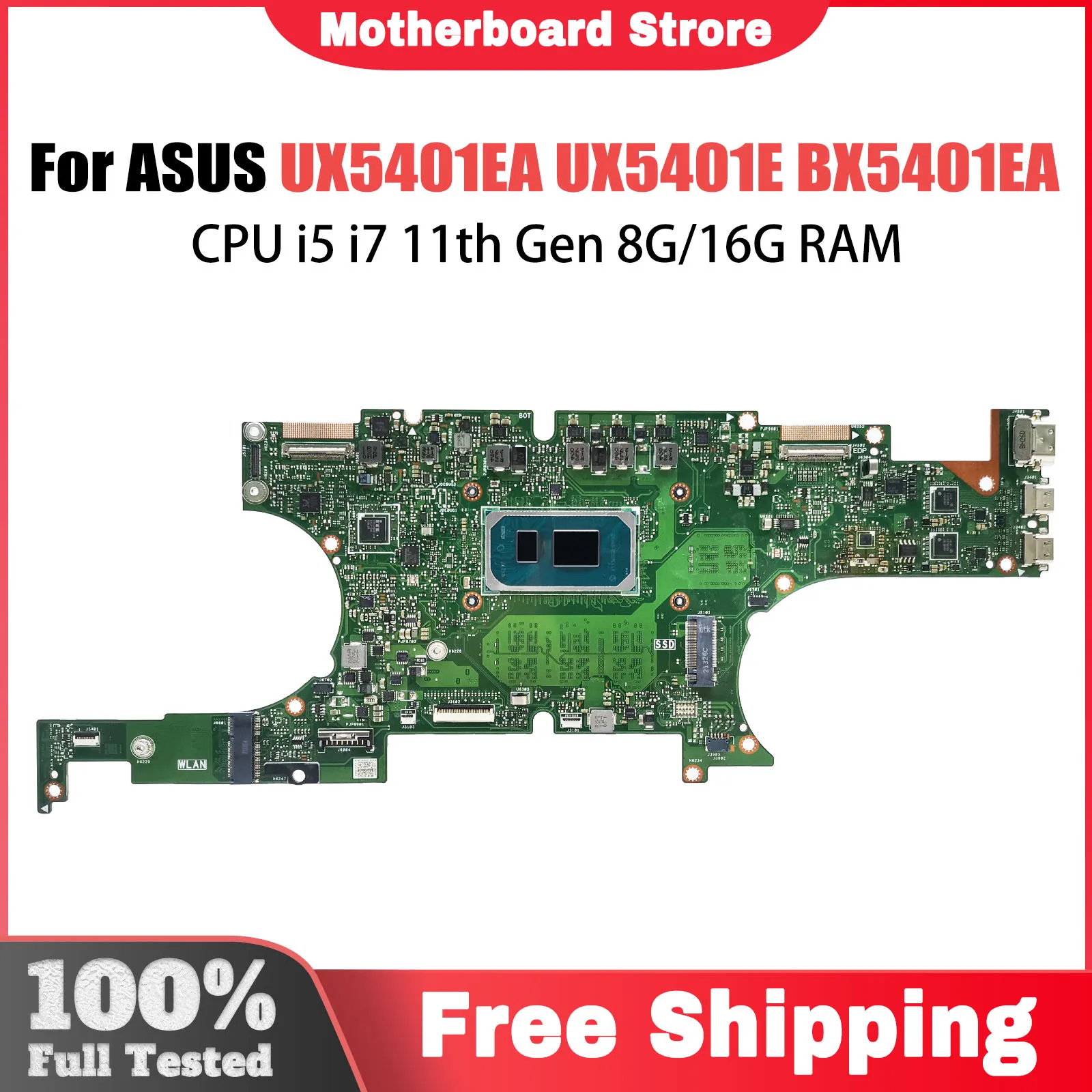 UX5401EA Mainboard For ASUS UX5401 UP5401EA BX5401EA RX5401EA Laptop Motherboard i3 i5 i7 11th Gen RAM-8GB/16GB 100% Test