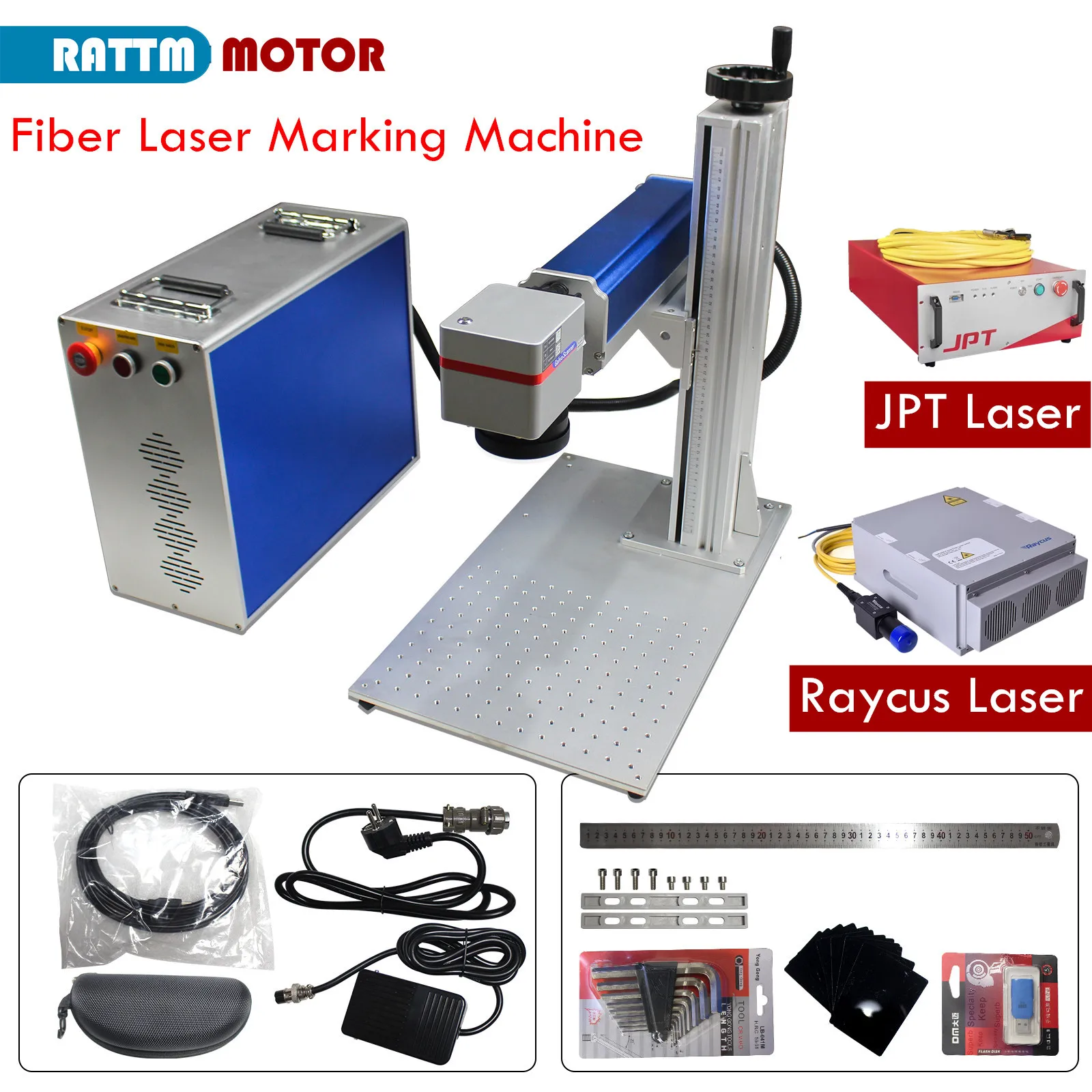 50W 30W 20W Raycus Fiber Laser Engraving Marking Machine Metal Steel Jewelry Gold for Business Card Cutting Engraver