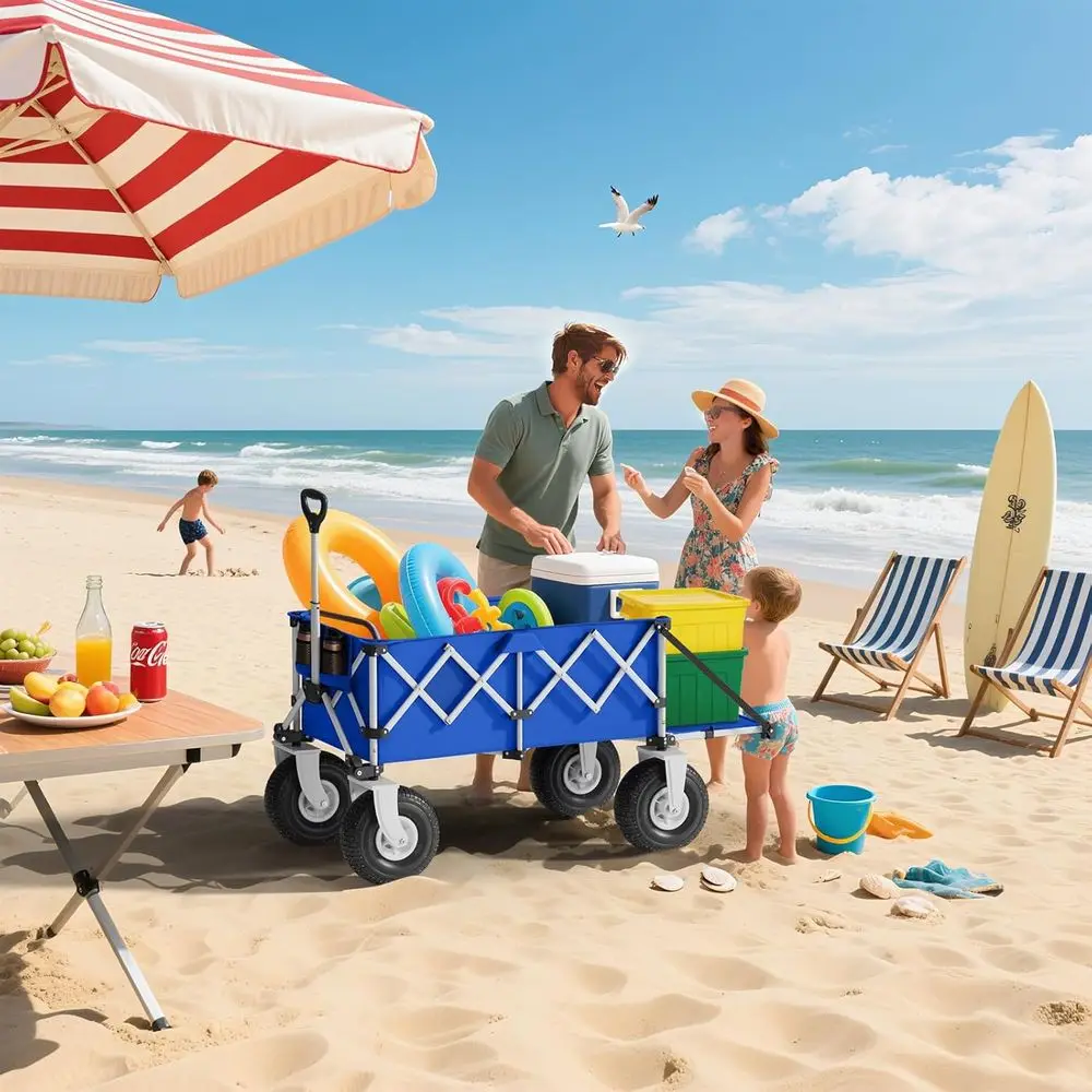 عربة قابلة للطي بـ 10 عجلات شديدة التحمل للرمل وجميع التضاريس والتخييم والأحمال الثقيلة #3