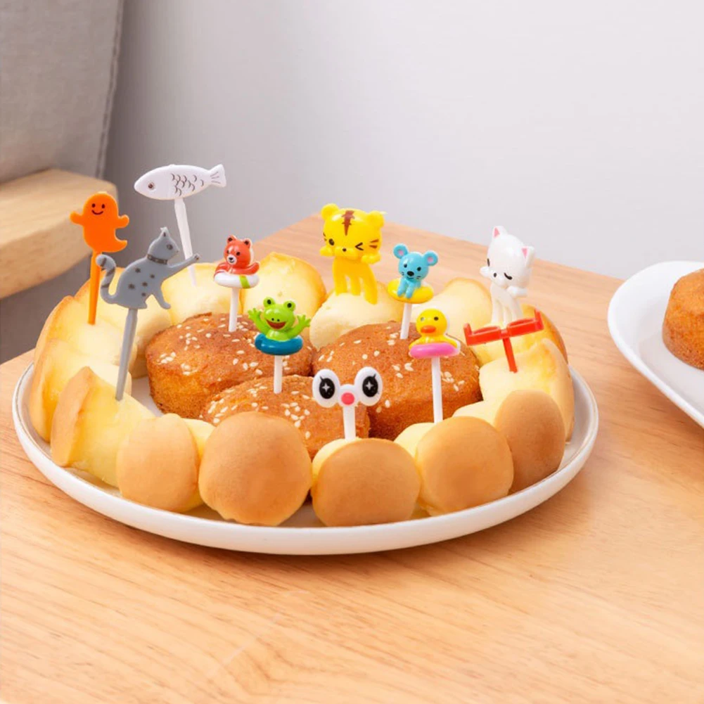 THXFUNAREA 60 stuks vingerfood kids mini cartoon bento fruit vorken eetstokjes kinderen taart picks accessoires snoep volwassenen dessert fruit kinderen Halloween Kerstmis feest