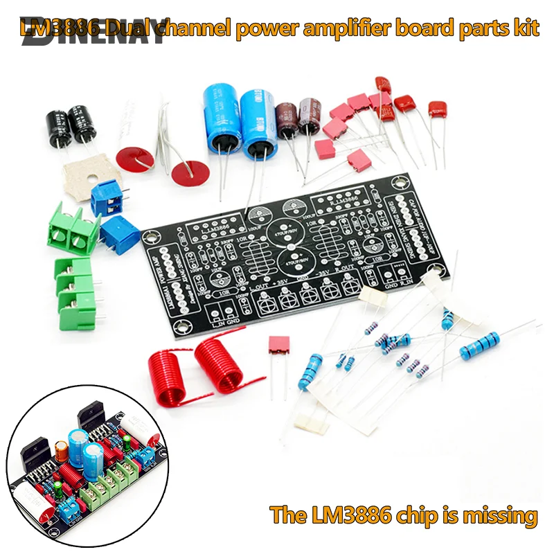 1Set LM3886 Amplifier Board DIY Kit Audio Power Amplifier Board Dual Channel Stereo Power Board PCBA Kit