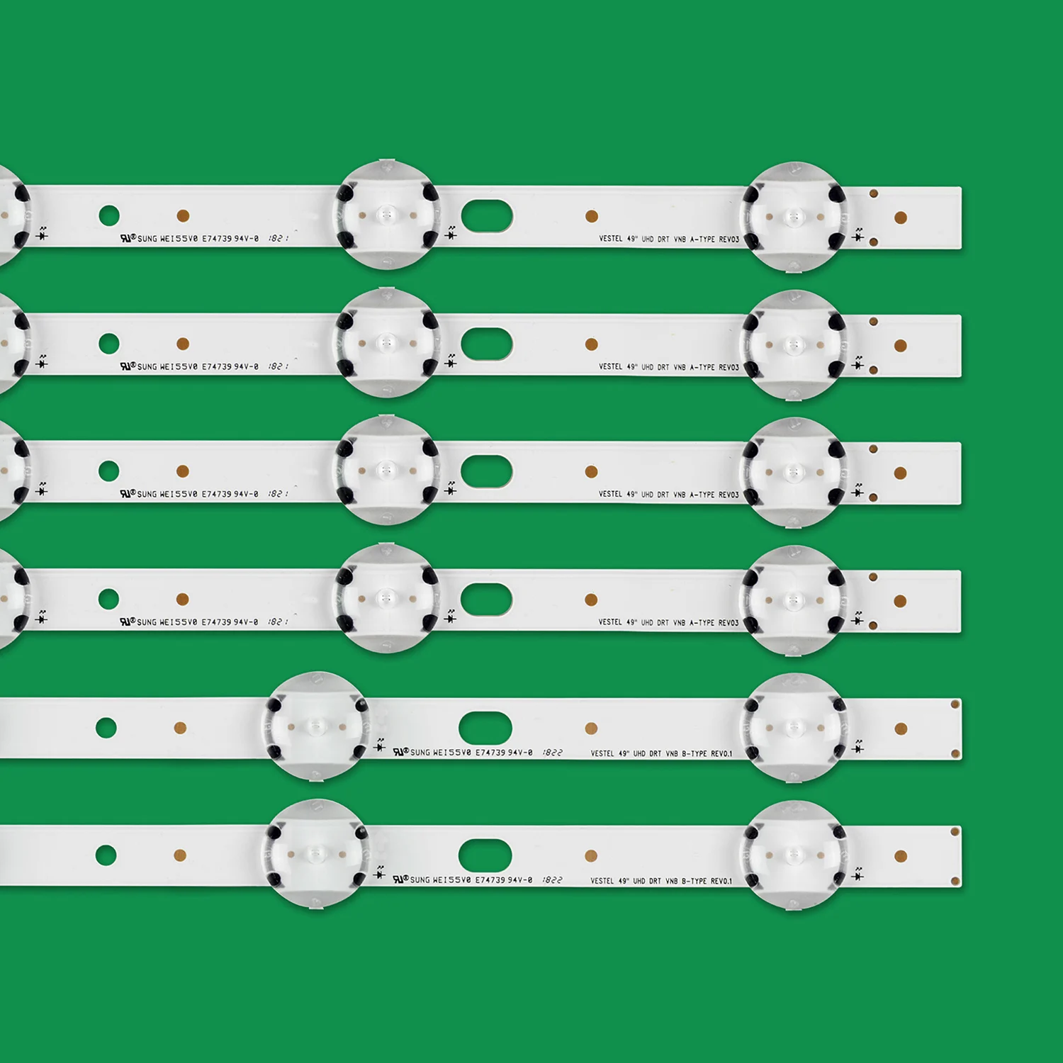 Bande de rétro-éclairage LED 7LED, 460mm, pour Toshiba 49U5766DB 49U6663DB VESTEL 49 UHD DRT VNB A B type VES490QNDL-2D-U11