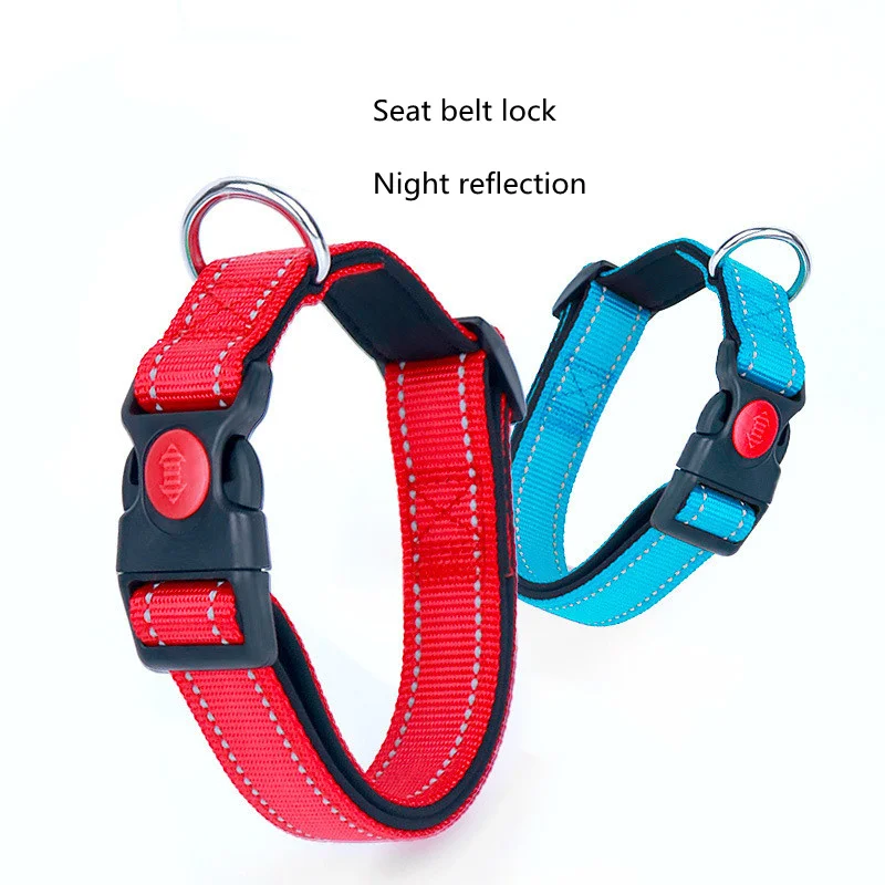 Dog Collar Soft Padded Reflective Safety Pet Collars with Locking Buckle Heavy Duty Adjustable Dog Collars for Medium Large Dogs