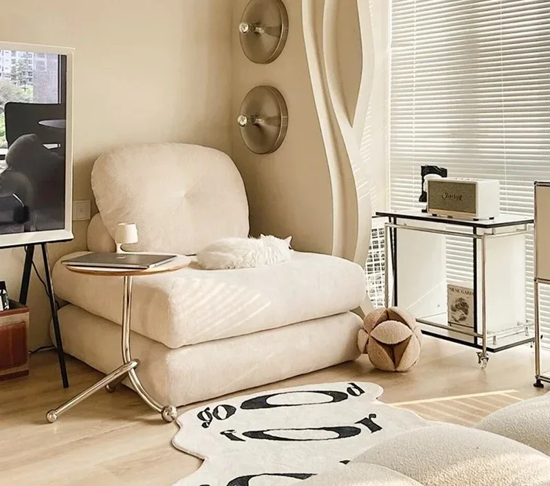 TTXiaohongshu small apartment cream silent wind fabric sofa tofu block detachable tatami sofa without armrests