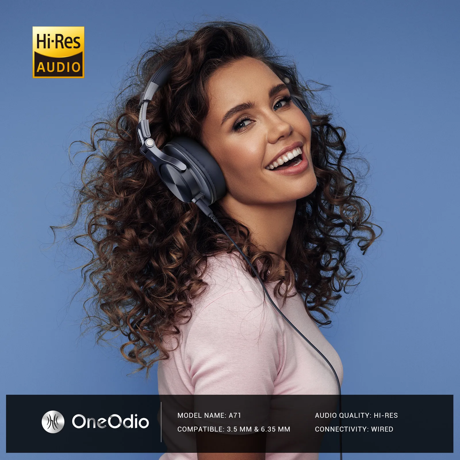 Oneodio-A71 Studio DJ Wired Headphones, Over-Ear Headset With Mic, Stereo Hi-Res Recording Monitor Headphone For Computer Phone