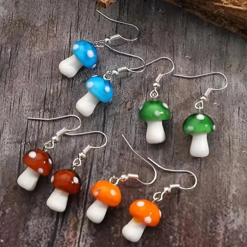 Sweet Cute Little Mushroom Earrings For Women Jewelry Accessories Fashion Cartoon Creative Simulation Food Multi-color Earrings