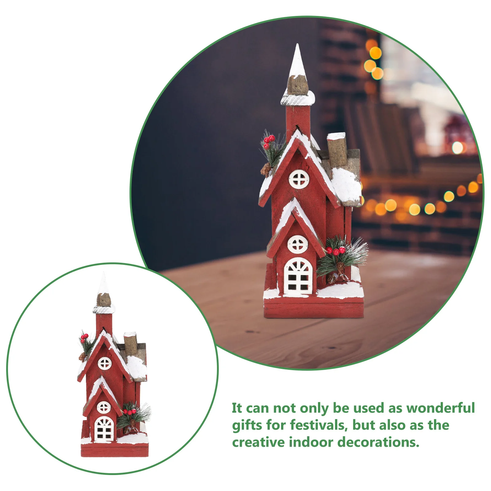 

Small Red Luminous Wood House Christmas Decor Xmas Cabin Ornament Glowing Indoor Festival Decoration Christmas Decor