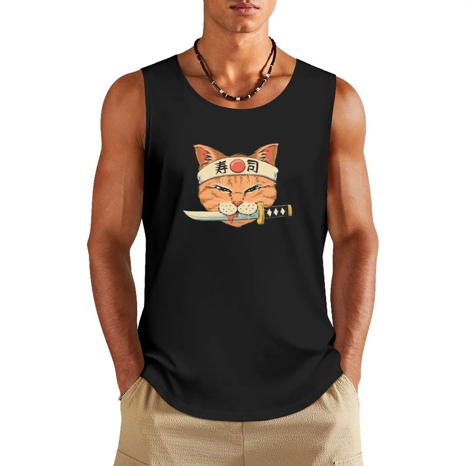 Neko Sushi Catana Tank Top summer 2024 Men's sleeveless gym shirts