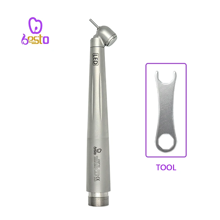 Dent al LED Handpiece ความเร็วสูง 45 องศา dent al ผ่าตัด Air Turbine สแตนเลส dent al Tip 2 หลุมสําหรับ Molar Region