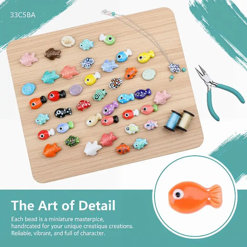 10Pcs Cute Ceramic Fish Beads Handmade Colorful Loose Spacer Beads For Jewelry Making DIY Bracelet Necklace Accessories