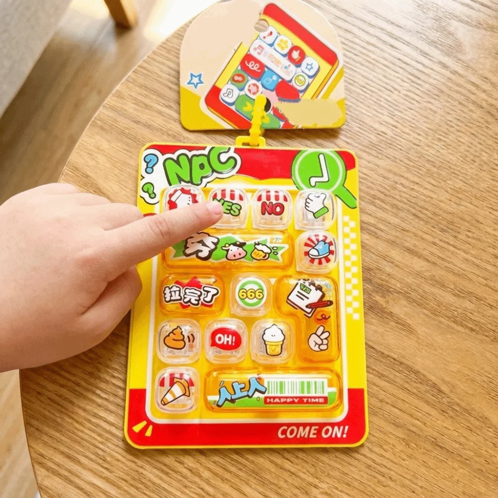 Mini Keyboard 14-Key Fidget Keyboard Keychain Creative Click Button Vertical Keyboard Key Pendant Cartoon Print