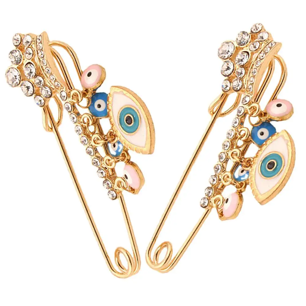 

2 Pcs Colorful Evil Eye Brooch Men Chain Pin Decorative Aesthetic Women Clip Sunglasses