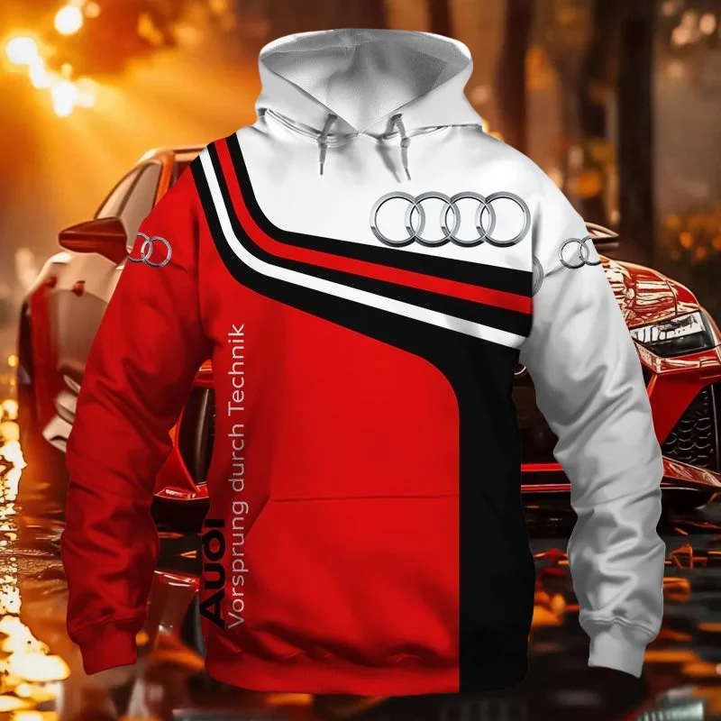 

2025 New popular Audi logo hoodie 3D printing fashion high quality adult breathable casual comfortable outdoor hoodie adult