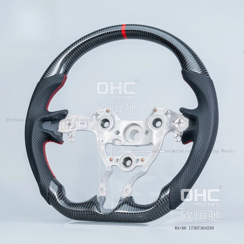 Suitable for the modern I30N Elantra GT/N, custom modified flat-bottom sports steering wheel made of perforated leather and carb