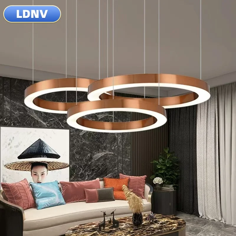 High end chandelier led stainless steel home decoration led lamp living room dining room chandelier indoor lighting image 2