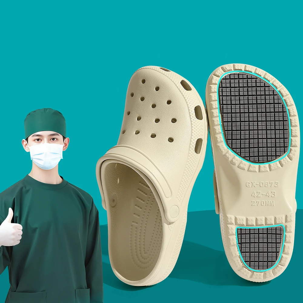 

ZHIDA Medical Operating Room Perforated Shoes For Men Summer Non Slip Thick Soled Slippers Anti Odor Arch Support Couple Sandals