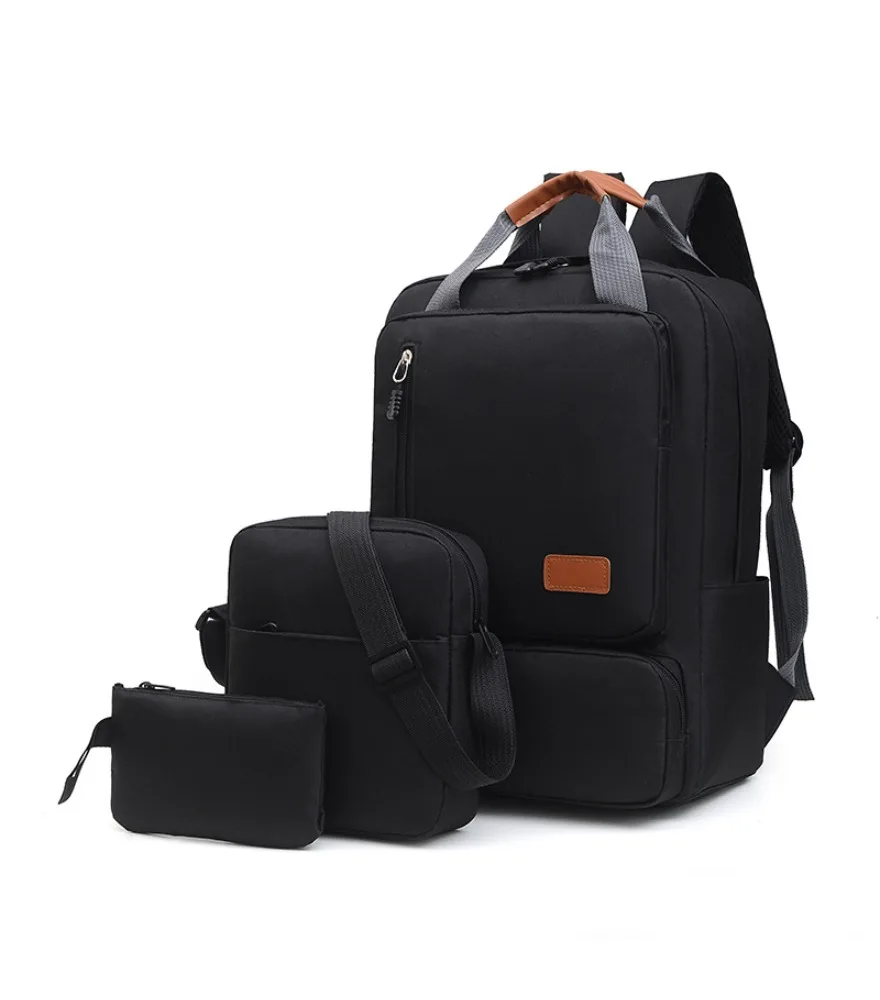 Large capacity student portable backpack men's three-piece multi-function computer bag new portable inch portable backpack