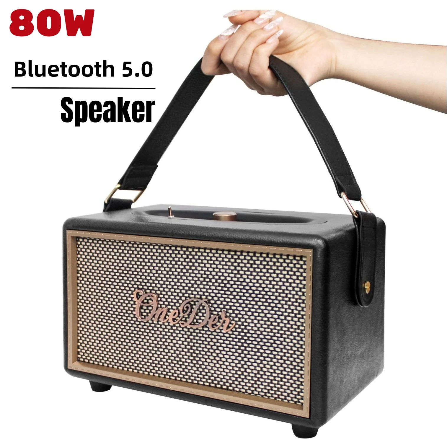 Caixa De Som Bluetooth-колонки из натуральной кожи, беспроводная книжная полка, бумбокс, 80 Вт, сабвуфер, уличная коробка для вечеринок, портативный домашний кинотеатр