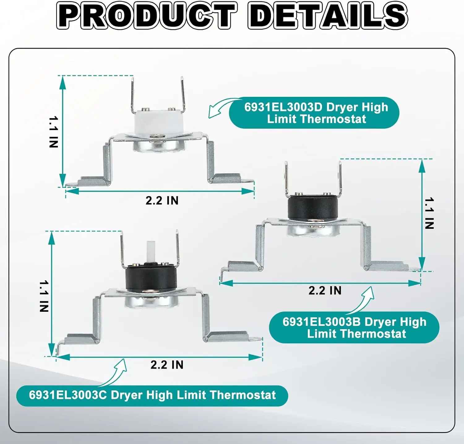 6931EL3003D Thermal Fuse and 6931EL3003C 6931EL3004B Thermostat Compatible with LG Kenmore Dryer Replaces AP4440975 1268366